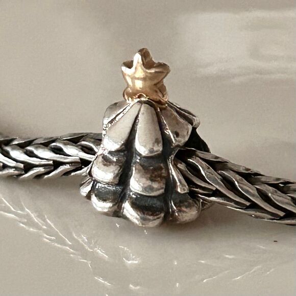 Pandora Moments Christmas Tree Charm Bead w Star Silver 925 Gold 14K Authentic - Picture 1 of 7